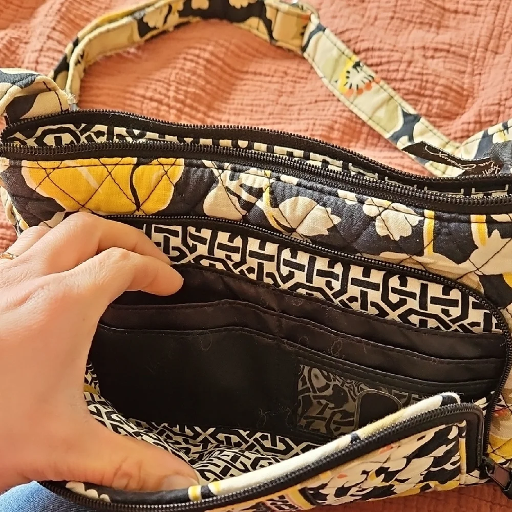 Vera Bradley Black and Yellow Floral Crossbody Bag - Picture 2 of 7